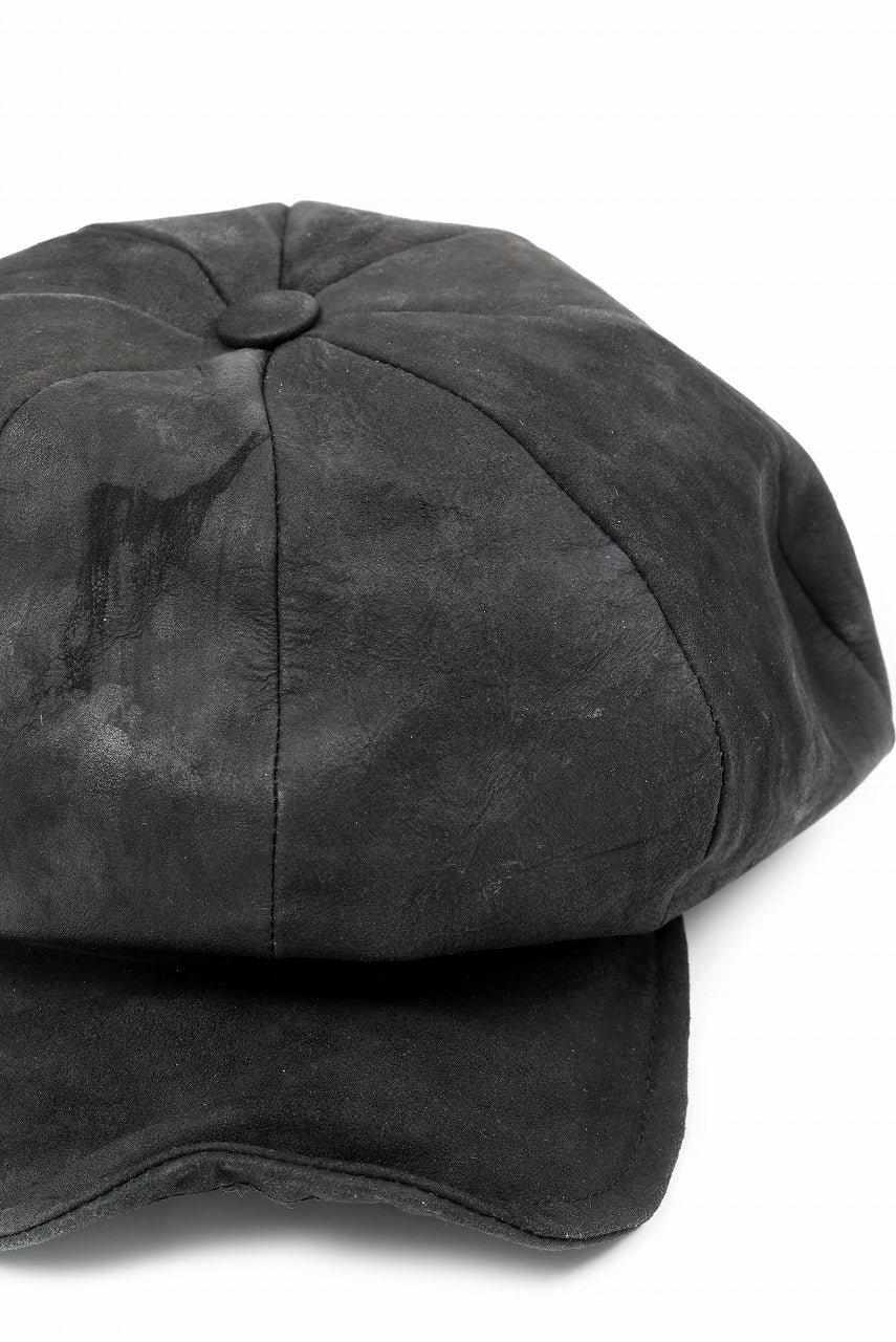 ierib Leather Casquette / Lamb Suede (BLACK)