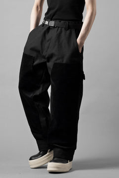 Load image into Gallery viewer, 【SAMPLE SALE】A.F ARTEFACT DOUBLE KNEE PAINTER PANTS / COMBI FABRICS (BLACK)
