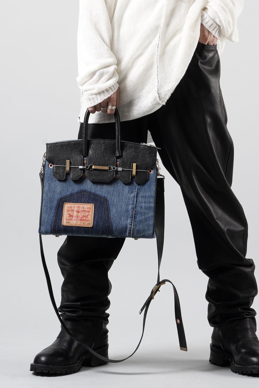 ierib exclusive 2Way Bark Bag 30 / Vintage Denim + Horse Leather (INDIGO x BLACK #A)