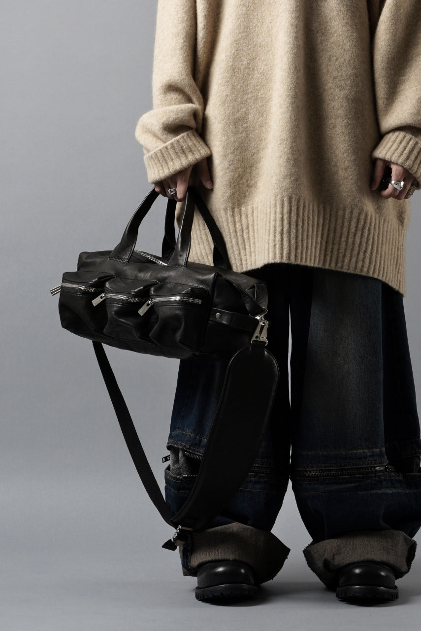 画像をギャラリービューアに読み込む, Portaille GP22 MILITARY BOSTON BAG / ROMA SOFT TANNED HORSE LEATHER (DEEP BLACK)