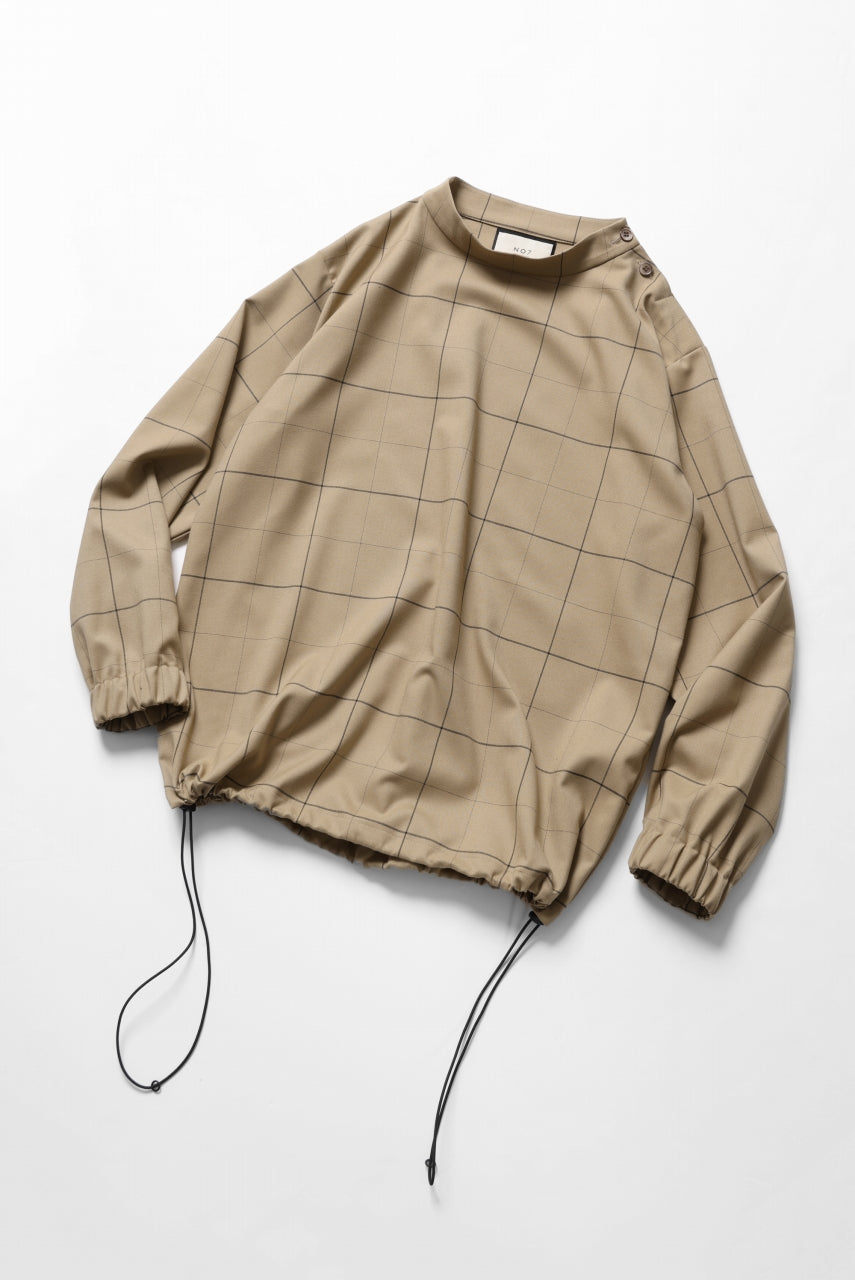 N/07 exclusive MOCK NECK PULLOVER / WINDOWPANE CHECK TR TWILL (BEIGE)