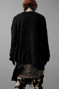 画像をギャラリービューアに読み込む, A.F ARTEFACT ASYMMETRY LOOP HEM TOPS / DAMAGE PILE &amp; PLATING KNIT JERSEY (BLACK)