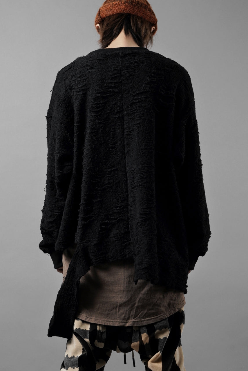 画像をギャラリービューアに読み込む, A.F ARTEFACT ASYMMETRY LOOP HEM TOPS / DAMAGE PILE &amp; PLATING KNIT JERSEY (BLACK)