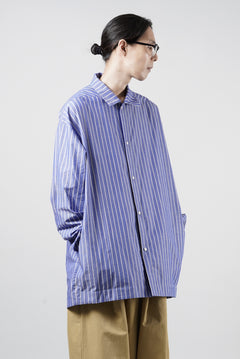 Load image into Gallery viewer, 【SAMPLE】A.F ARTEFACT LOOSE OVER SHIRT / STRIPE COTTON POPLIN (BLUE)