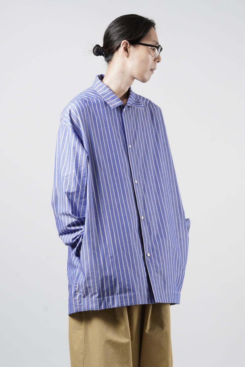 Load image into Gallery viewer, 【SAMPLE】A.F ARTEFACT LOOSE OVER SHIRT / STRIPE COTTON POPLIN (BLUE)