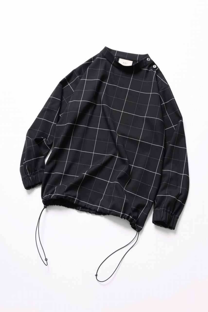 画像をギャラリービューアに読み込む, N/07 exclusive MOCK NECK PULLOVER / WINDOWPANE CHECK TR TWILL (BLACK)