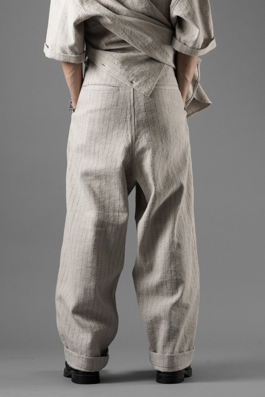 Load image into Gallery viewer, N/07 3 STITCHES WIDE TAPERED TROUSERS / HEAVY C/LI BUTCHER STRIPES (BEIGE)