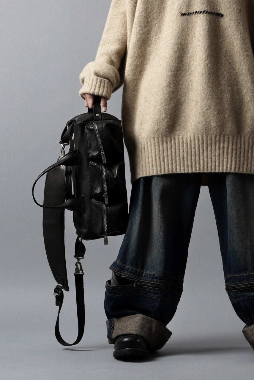 画像をギャラリービューアに読み込む, Portaille GP22 MILITARY BOSTON BAG / ROMA SOFT TANNED HORSE LEATHER (DEEP BLACK)