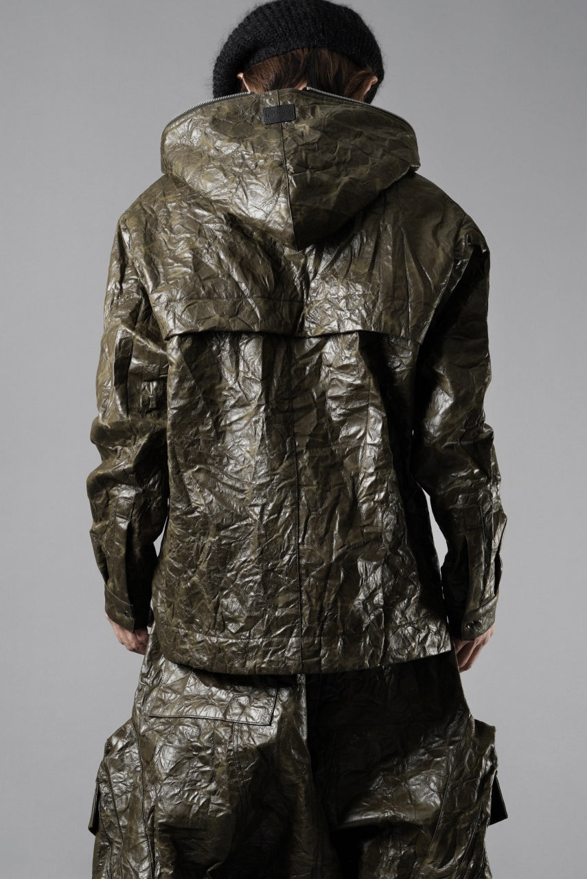 画像をギャラリービューアに読み込む, A.F ARTEFACT HOODED ZIPPER BLOUSON / WASHER SYNTHETIC LEATHER (KHAKI)
