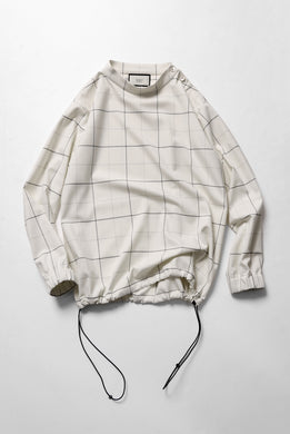 N/07 exclusive MOCK NECK PULLOVER SHIRT / WINDOWPANE CHECK TR TWILL (IVORY)