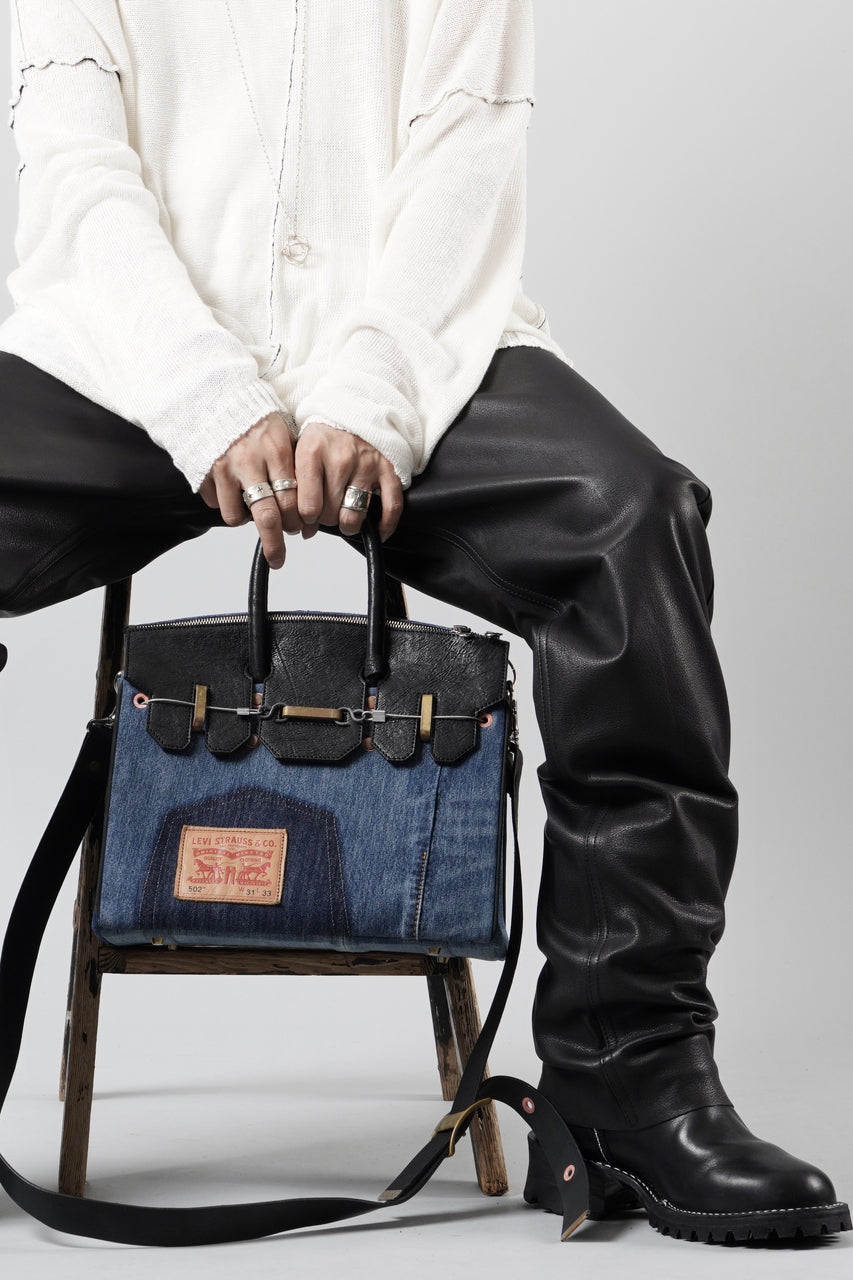 画像をギャラリービューアに読み込む, ierib exclusive 2Way Bark Bag 30 / Vintage Denim + Horse Leather (INDIGO x BLACK #A)