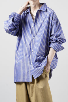 Load image into Gallery viewer, 【SAMPLE】A.F ARTEFACT LOOSE OVER SHIRT / STRIPE COTTON POPLIN (BLUE)