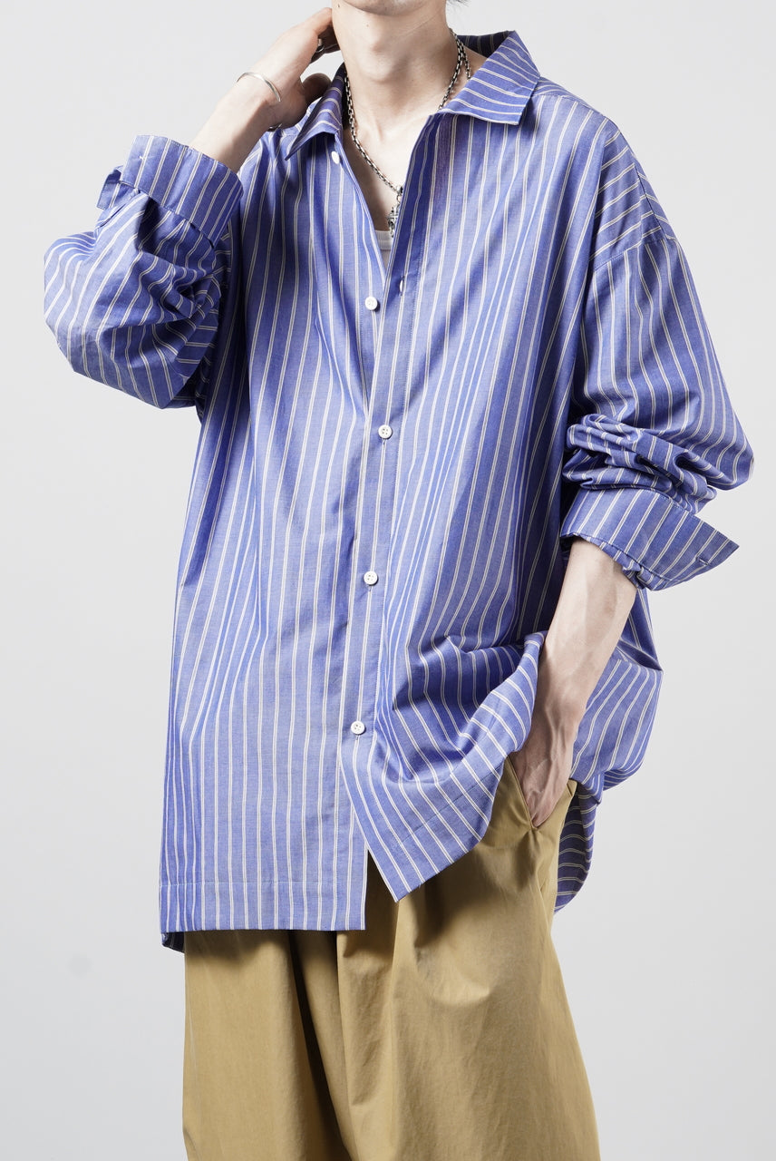 Load image into Gallery viewer, 【SAMPLE】A.F ARTEFACT LOOSE OVER SHIRT / STRIPE COTTON POPLIN (BLUE)
