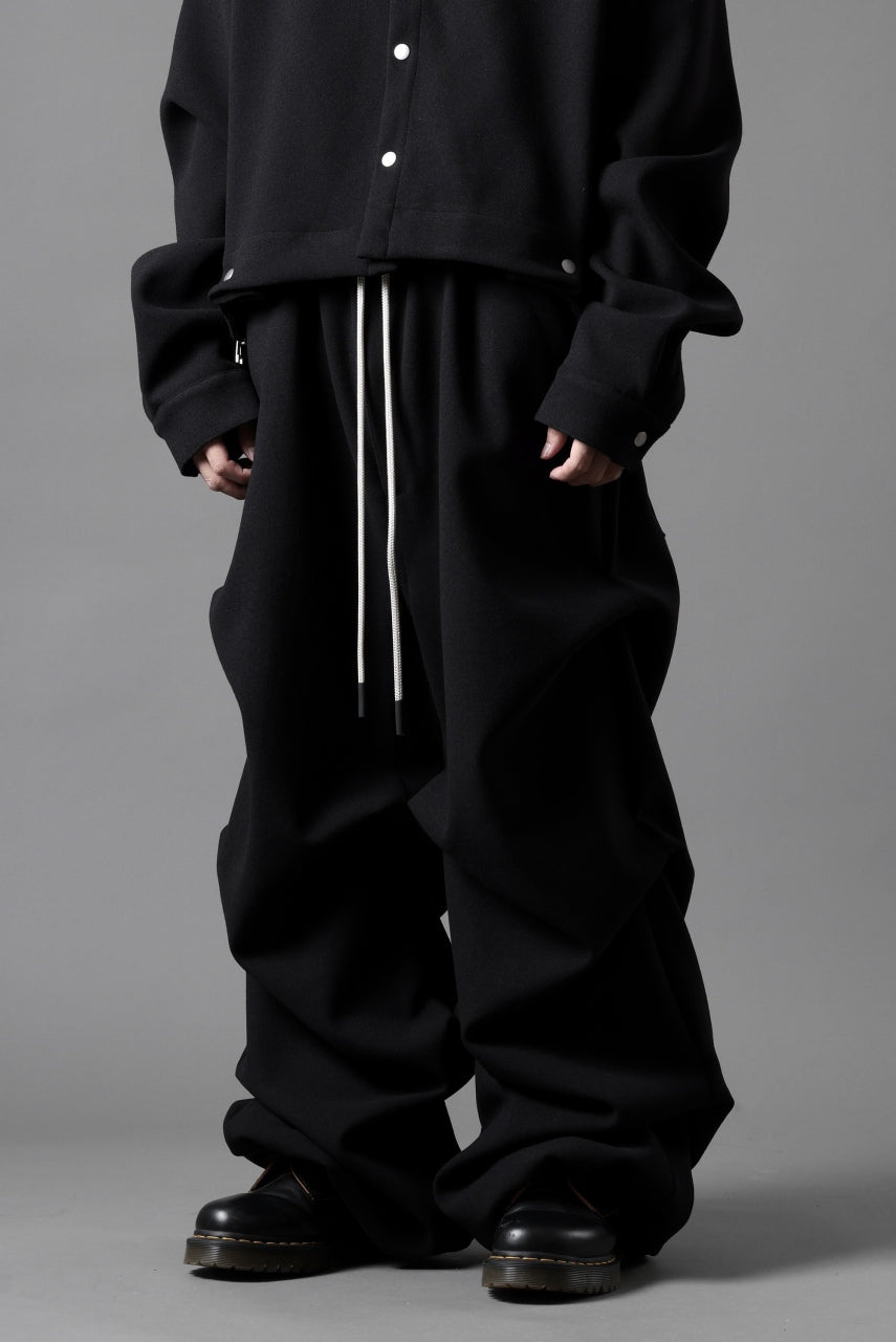Load image into Gallery viewer, A.F ARTEFACT TUCK VOLUME BAGGY PANTS / PEs KNIT JERSEY (BLACK)