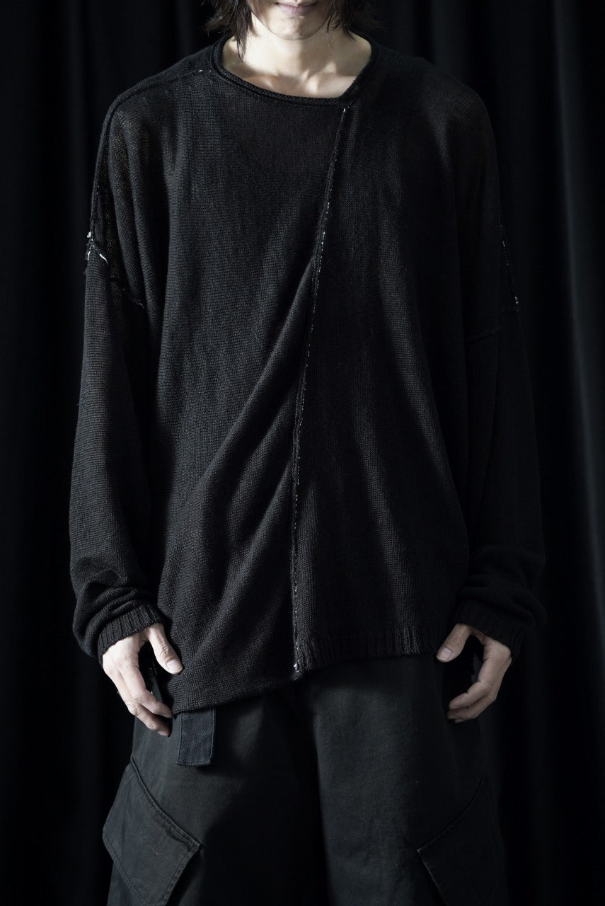 ISABEL BENENATO Linen Crew-Neck Sweater (BLACK)