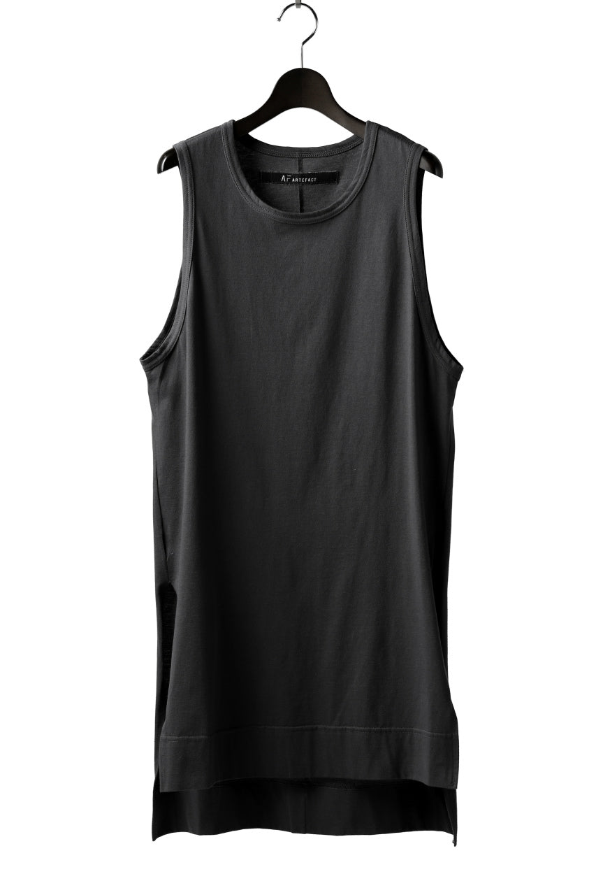 A.F ARTEFACT SIDE SLIT LONG TANK TOP (GREY)