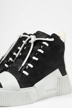Load image into Gallery viewer, BORIS BIDJAN SABERI HORSE LEATHER MID CUT SNEAKER / WASHED AND HAND TREATED &quot;BAMBA1.1&quot; (BLACK x LIGHT GREY)