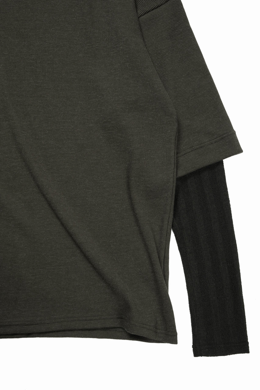 画像をギャラリービューアに読み込む, A.F ARTEFACT LAYERED CREW NECK TOP / WAFFLE KNIT JERSEY (KHAKI)