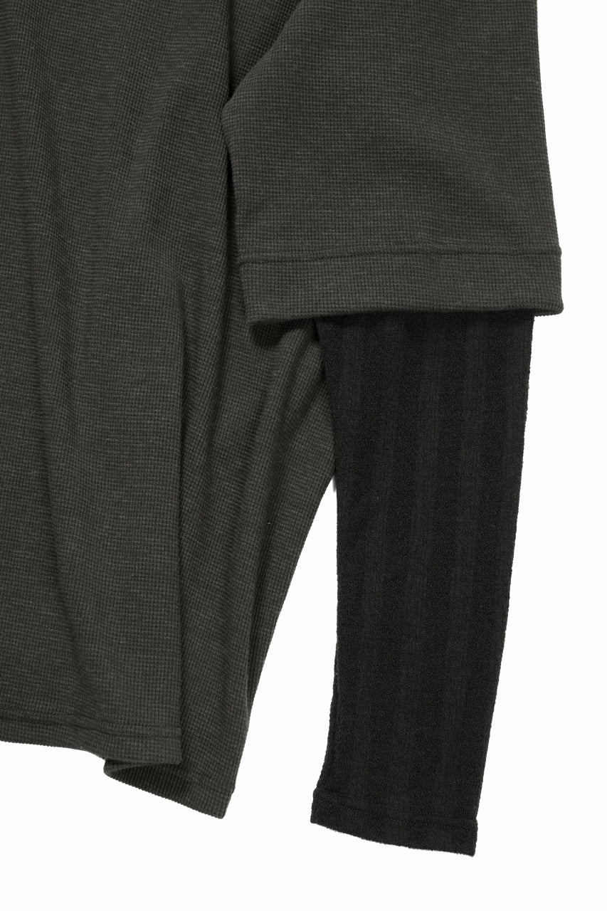 画像をギャラリービューアに読み込む, A.F ARTEFACT LAYERED CREW NECK TOP / WAFFLE KNIT JERSEY (KHAKI)