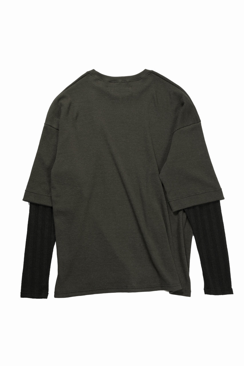 画像をギャラリービューアに読み込む, A.F ARTEFACT LAYERED CREW NECK TOP / WAFFLE KNIT JERSEY (KHAKI)