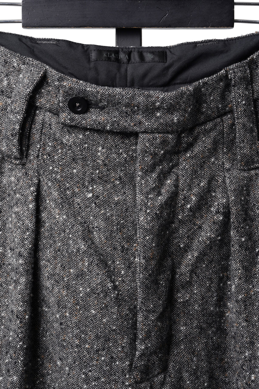 Load image into Gallery viewer, KLASICA "GL GOSSE-HS" RE DESIGNED BARREL TROUSERS / SOAKED HOMESPUN TWEED (GRAVEL)