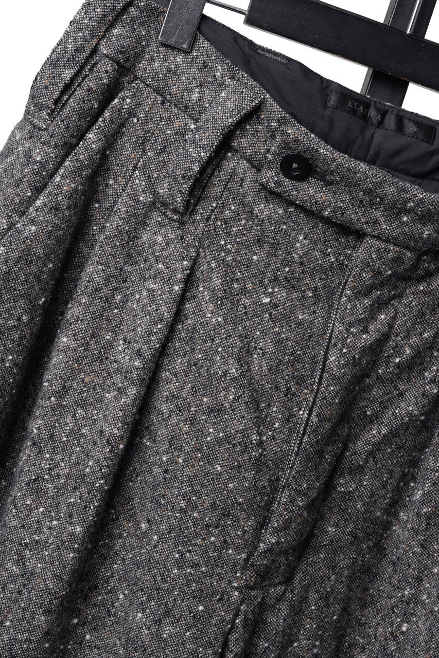 Load image into Gallery viewer, KLASICA "GL GOSSE-HS" RE DESIGNED BARREL TROUSERS / SOAKED HOMESPUN TWEED (GRAVEL)