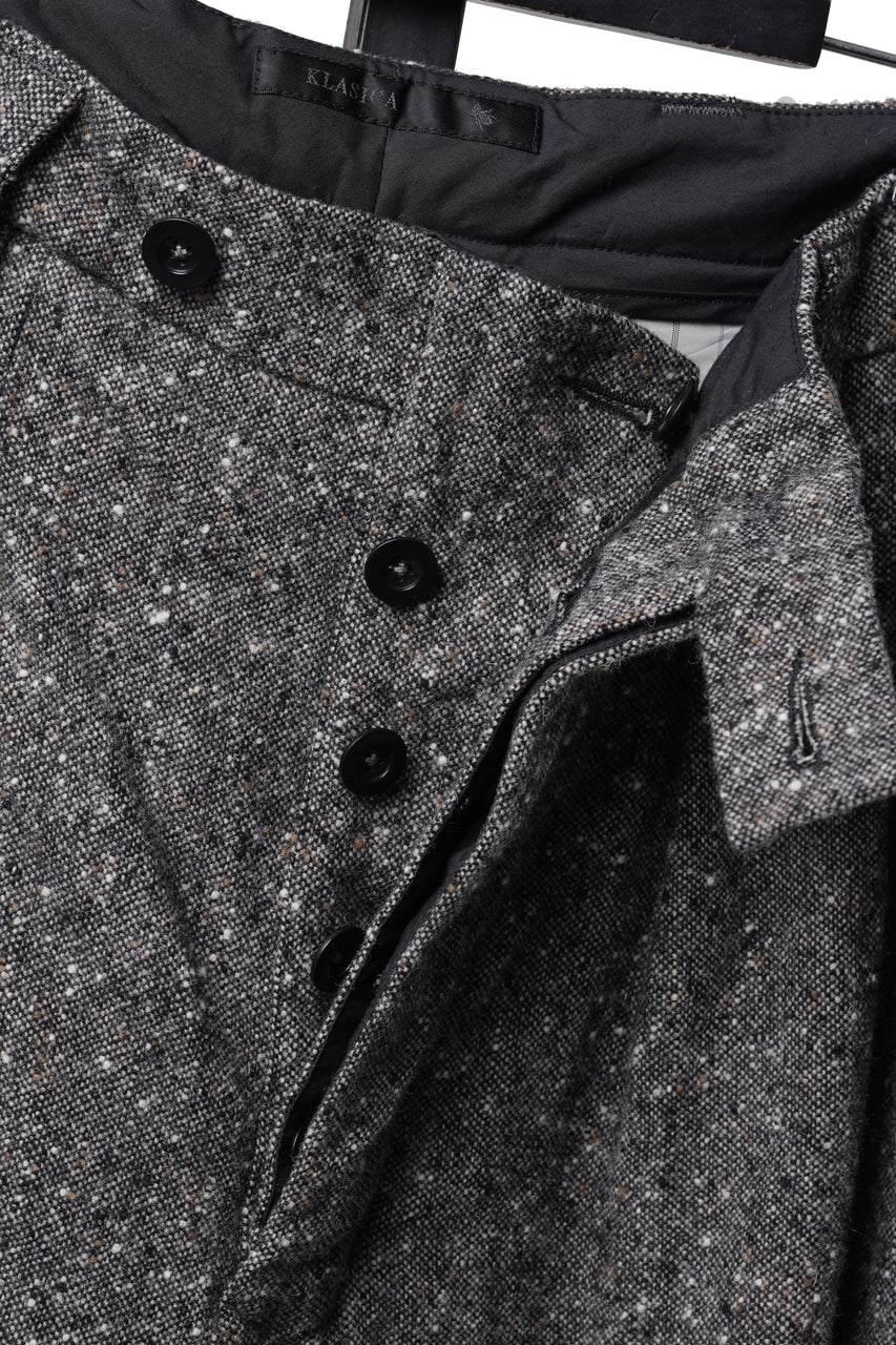 Load image into Gallery viewer, KLASICA "GL GOSSE-HS" RE DESIGNED BARREL TROUSERS / SOAKED HOMESPUN TWEED (GRAVEL)