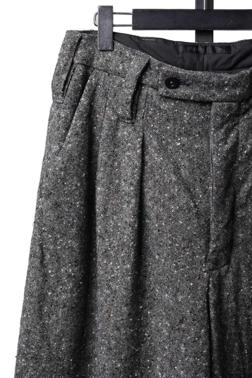 Load image into Gallery viewer, KLASICA "GL GOSSE-HS" RE DESIGNED BARREL TROUSERS / SOAKED HOMESPUN TWEED (GRAVEL)