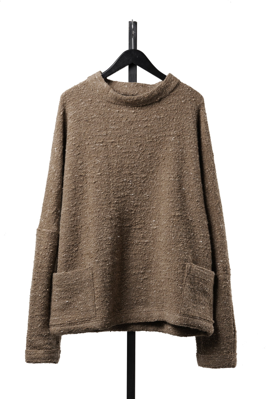 Load image into Gallery viewer, KLASICA "LIM" POCKET MOCK NECK JUMPER / NATURAL COLORED SHEEP NON DYED WOOL JERSEY (MAPLE)