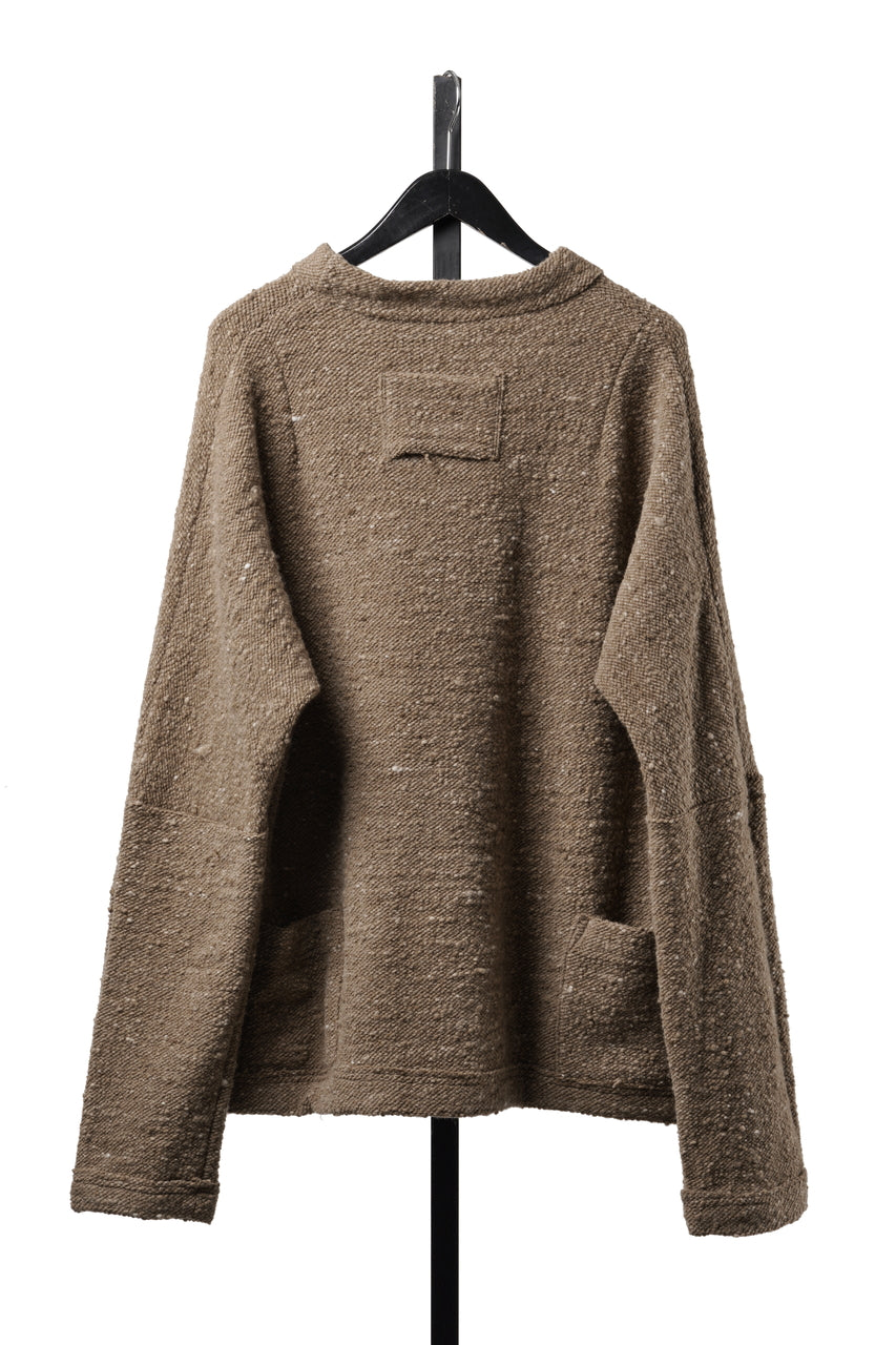 Load image into Gallery viewer, KLASICA "LIM" POCKET MOCK NECK JUMPER / NATURAL COLORED SHEEP NON DYED WOOL JERSEY (MAPLE)