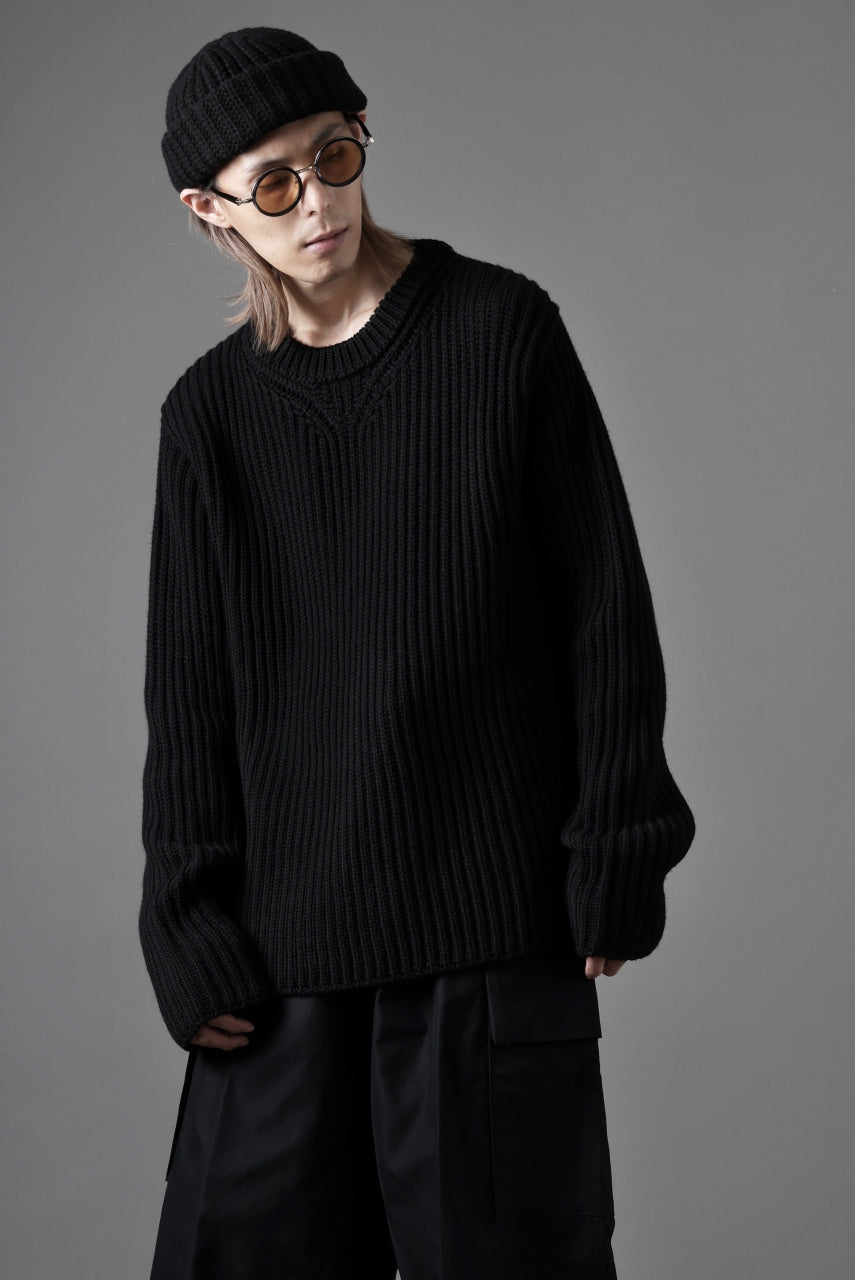 Ten c RIB SWEATER / MERINO WOOL EXTRA FINE (BLACK)