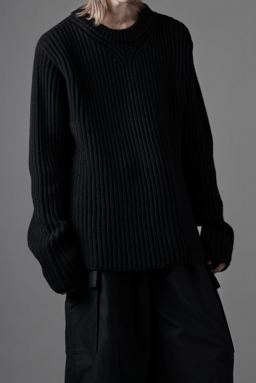 画像をギャラリービューアに読み込む, Ten c RIB SWEATER / MERINO WOOL EXTRA FINE (BLACK)