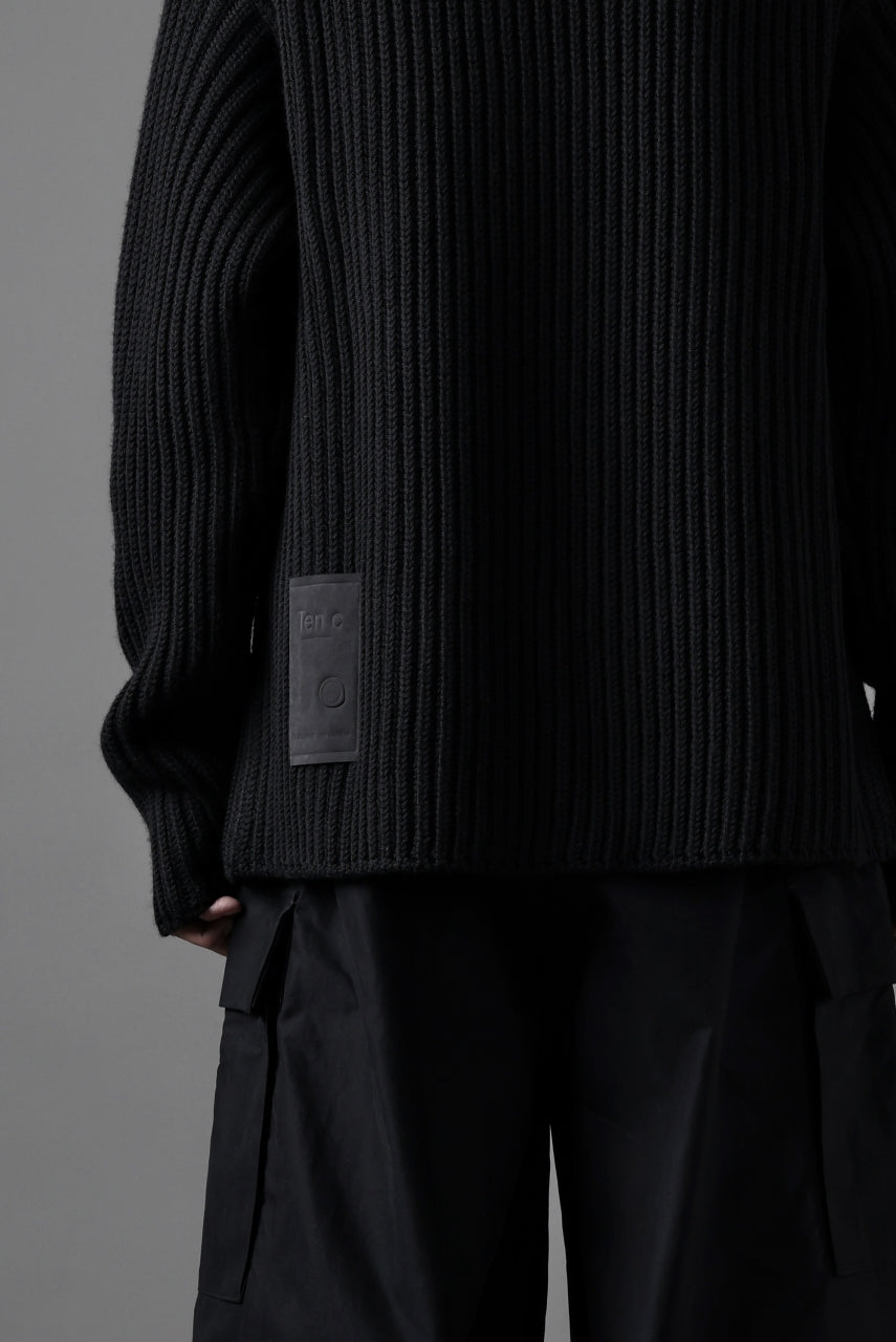 Ten c RIB SWEATER / MERINO WOOL EXTRA FINE (BLACK)