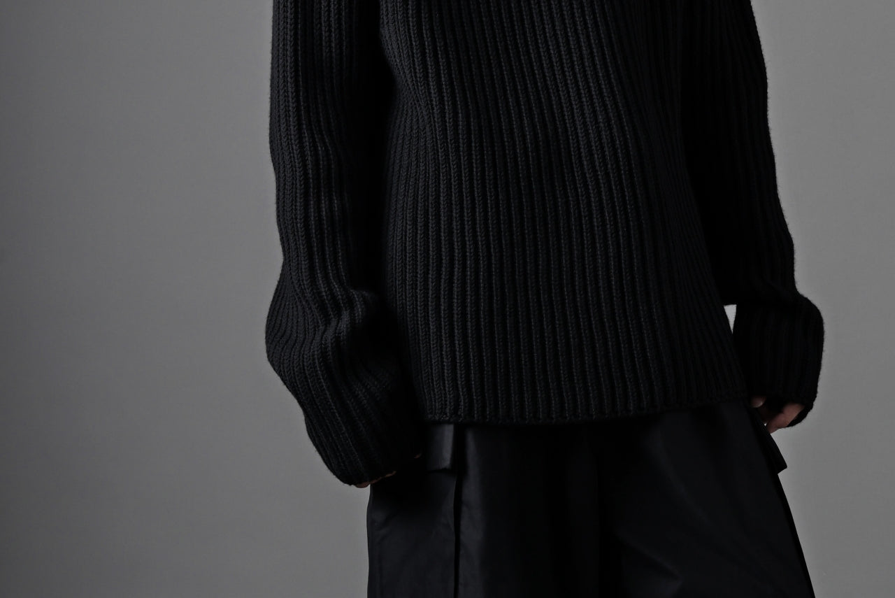 Ten c RIB SWEATER / MERINO WOOL EXTRA FINE (BLACK)