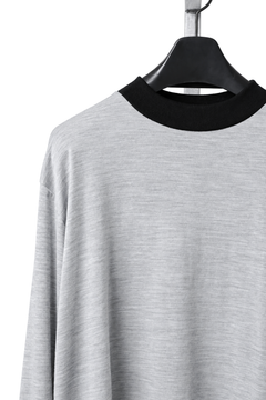 画像をギャラリービューアに読み込む, LITTLEBIG Mock Neck Wool Long T Shirt (GREY/BLACK)