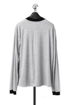 画像をギャラリービューアに読み込む, LITTLEBIG Mock Neck Wool Long T Shirt (GREY/BLACK)