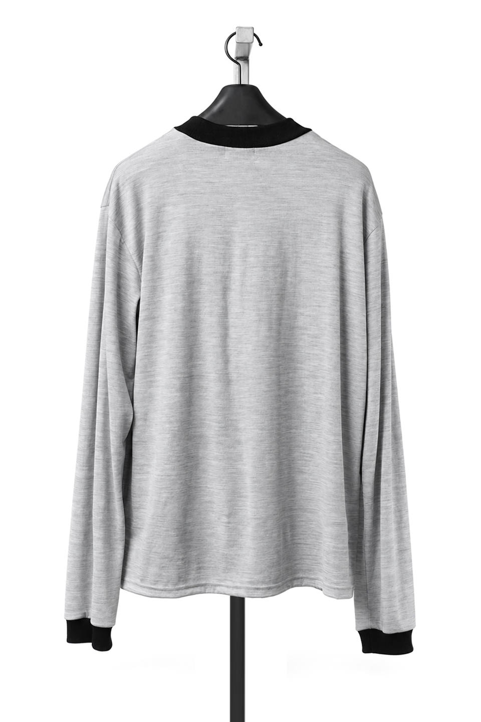 画像をギャラリービューアに読み込む, LITTLEBIG Mock Neck Wool Long T Shirt (GREY/BLACK)