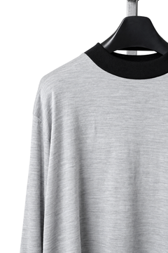 画像をギャラリービューアに読み込む, LITTLEBIG Mock Neck Wool Long T Shirt (GREY/BLACK)