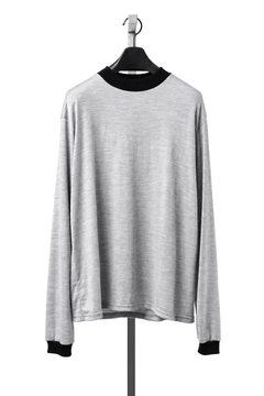 画像をギャラリービューアに読み込む, LITTLEBIG Mock Neck Wool Long T Shirt (GREY/BLACK)