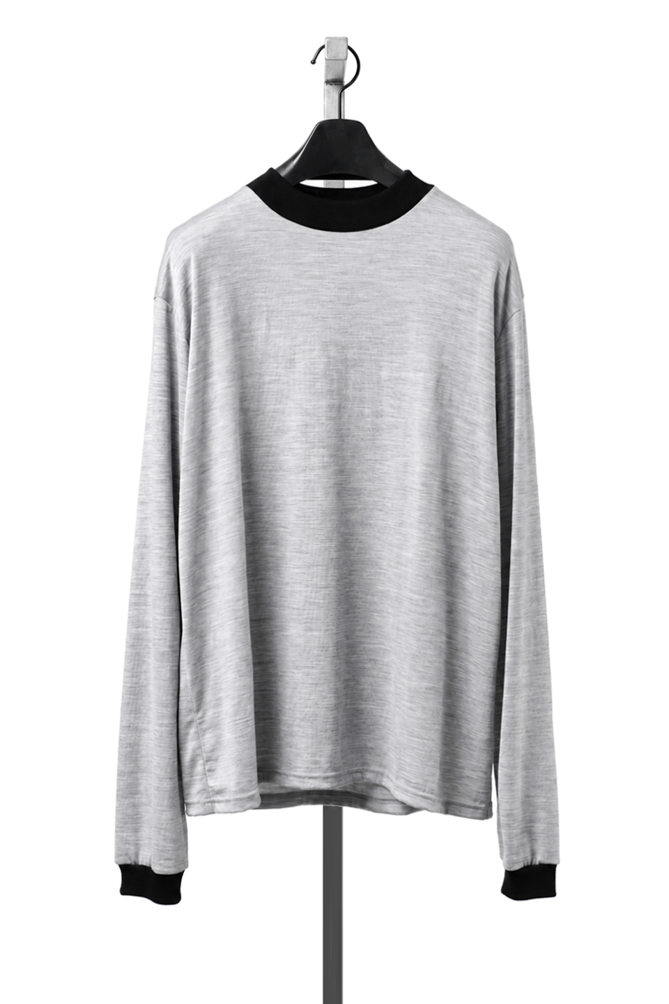 画像をギャラリービューアに読み込む, LITTLEBIG Mock Neck Wool Long T Shirt (GREY/BLACK)