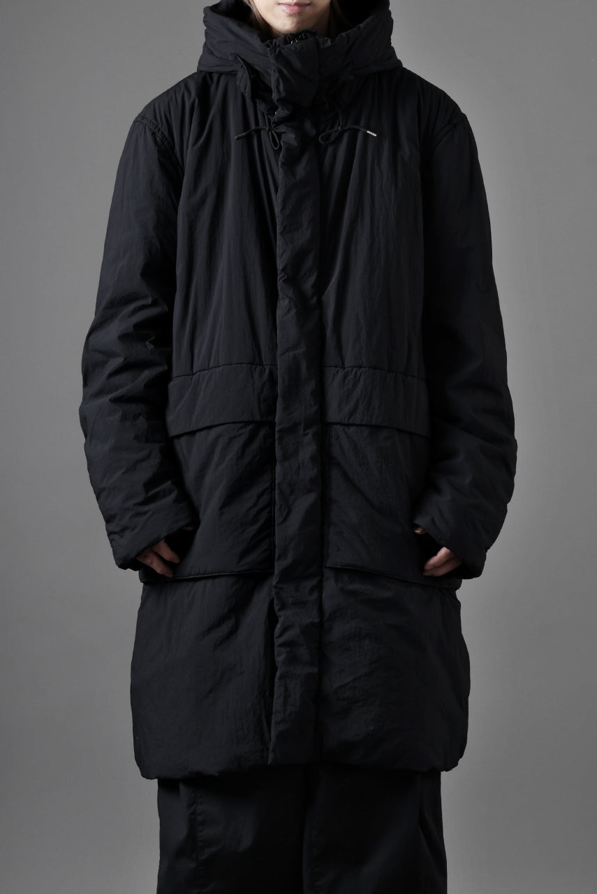 Ten c PADDED PARKA COAT / GARMENT DYED NYLON TACTEL (BLACK)