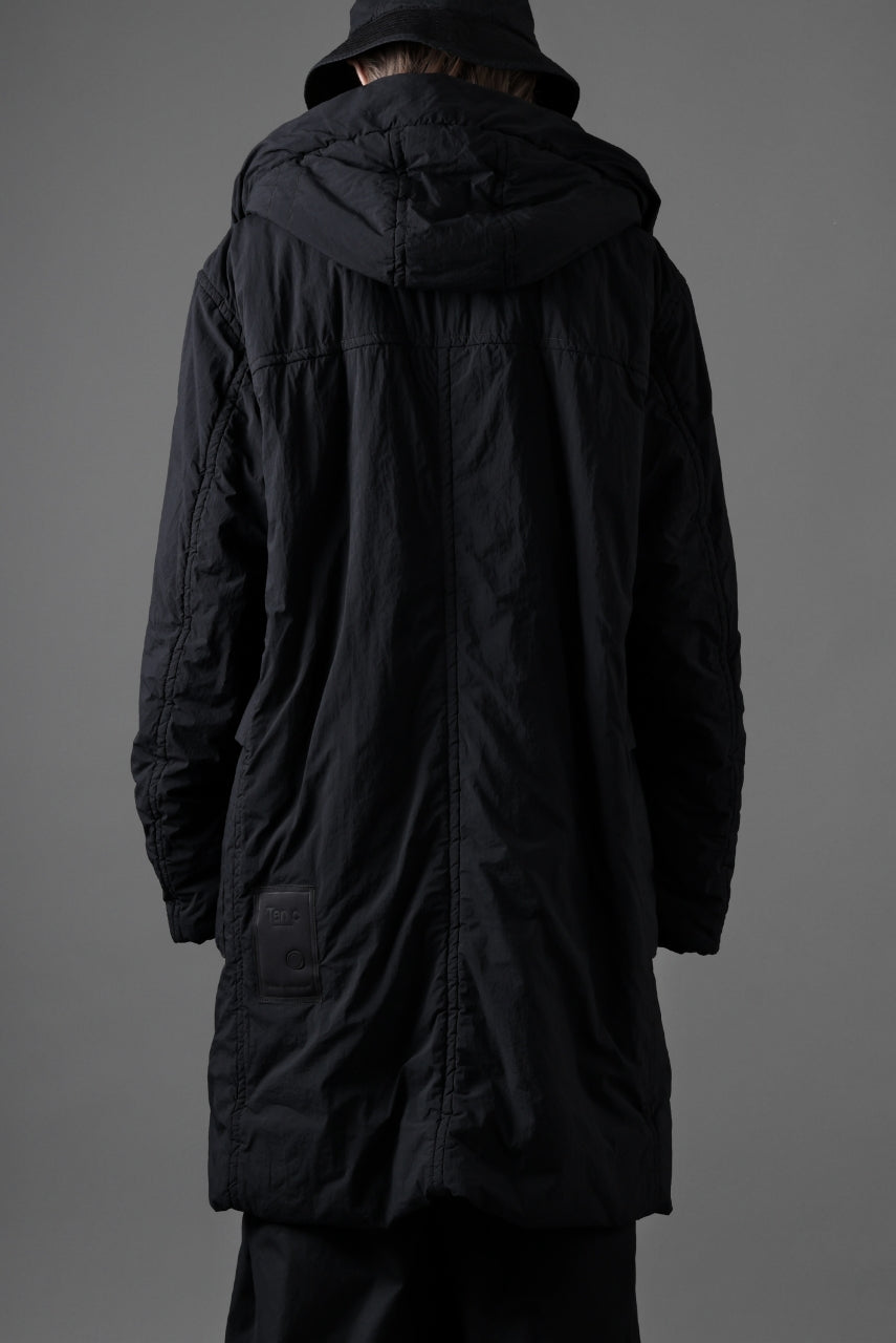 Ten c PADDED PARKA COAT / GARMENT DYED NYLON TACTEL (BLACK)