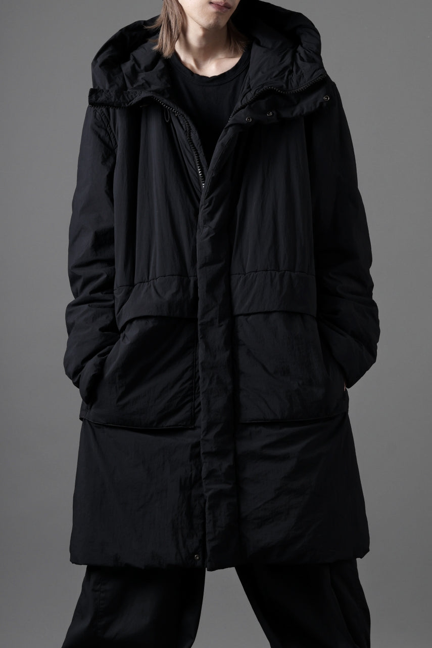 Ten c PADDED PARKA COAT / GARMENT DYED NYLON TACTEL (BLACK)