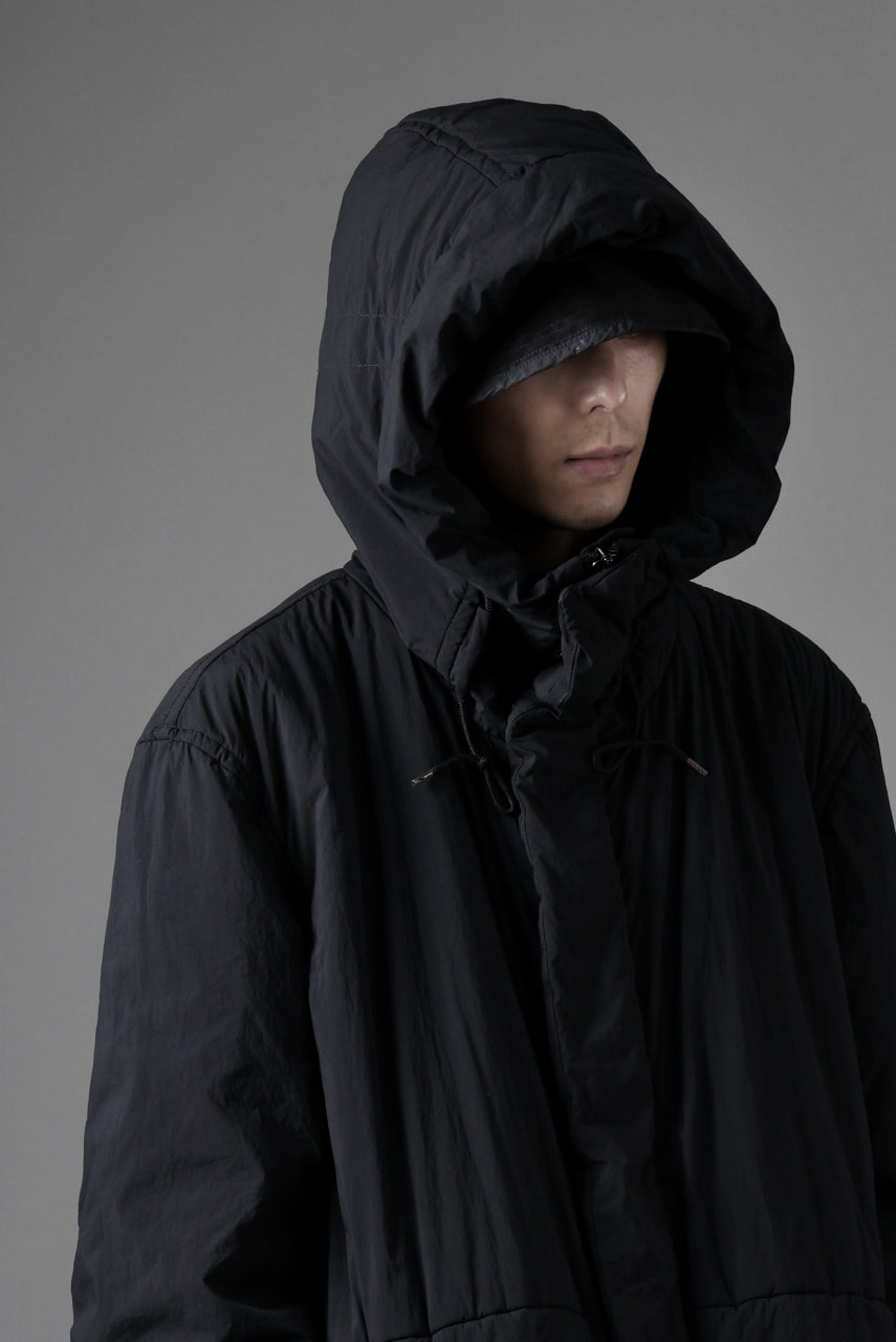 Ten c PADDED PARKA COAT / GARMENT DYED NYLON TACTEL (BLACK)