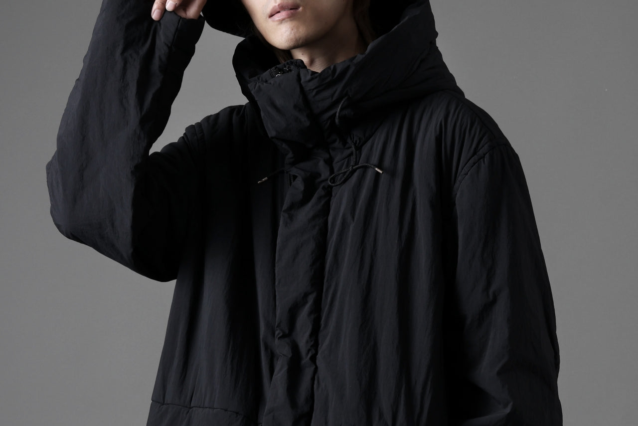 Ten c PADDED PARKA COAT / GARMENT DYED NYLON TACTEL (BLACK)