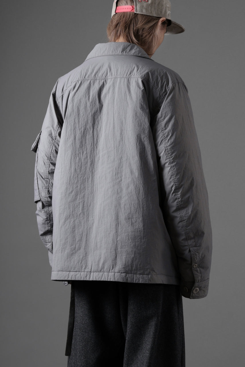 Ten c LIGHT DOWN FIELD JACKET / GARMENT DYED NYLON TACTEL (GRAY)