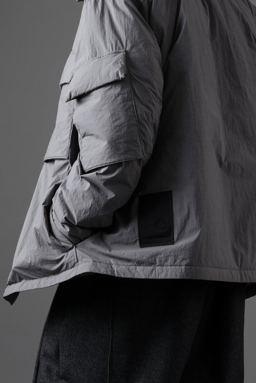 Ten c LIGHT DOWN FIELD JACKET / GARMENT DYED NYLON TACTEL (GRAY)