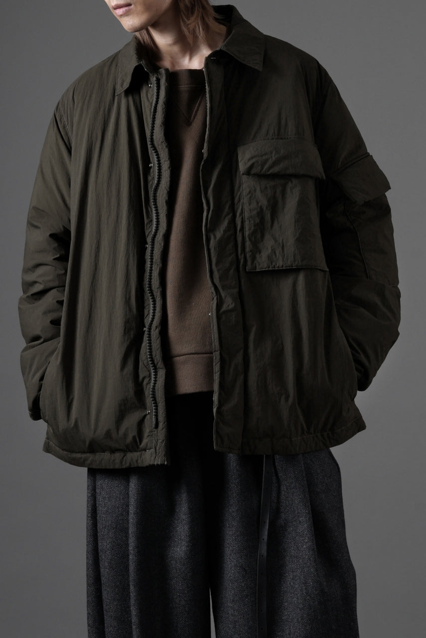 Ten c LIGHT DOWN FIELD JACKET / GARMENT DYED NYLON TACTEL (DARK GREEN)