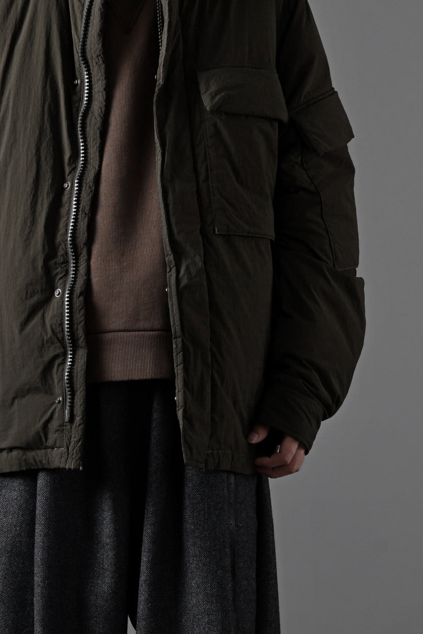 Ten c LIGHT DOWN FIELD JACKET / GARMENT DYED NYLON TACTEL (DARK GREEN)