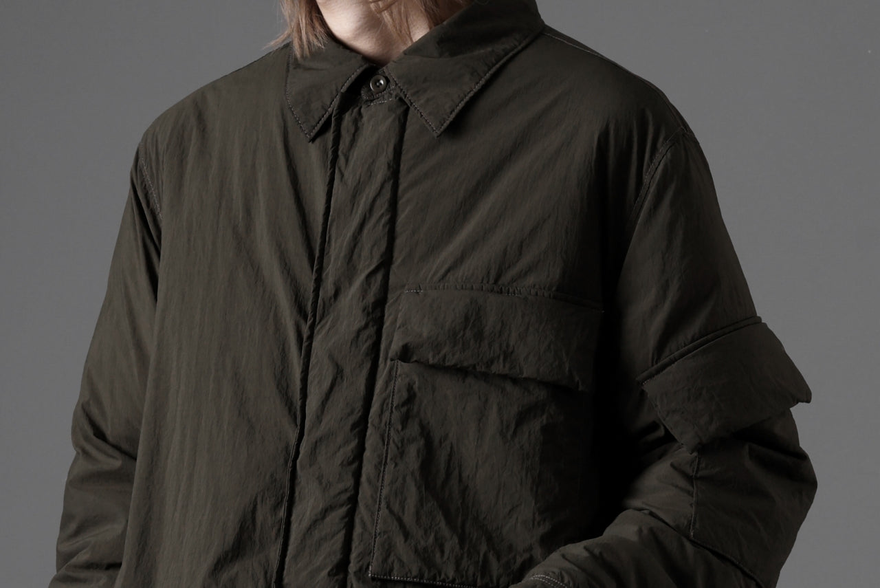 Ten c LIGHT DOWN FIELD JACKET / GARMENT DYED NYLON TACTEL (DARK GREEN)